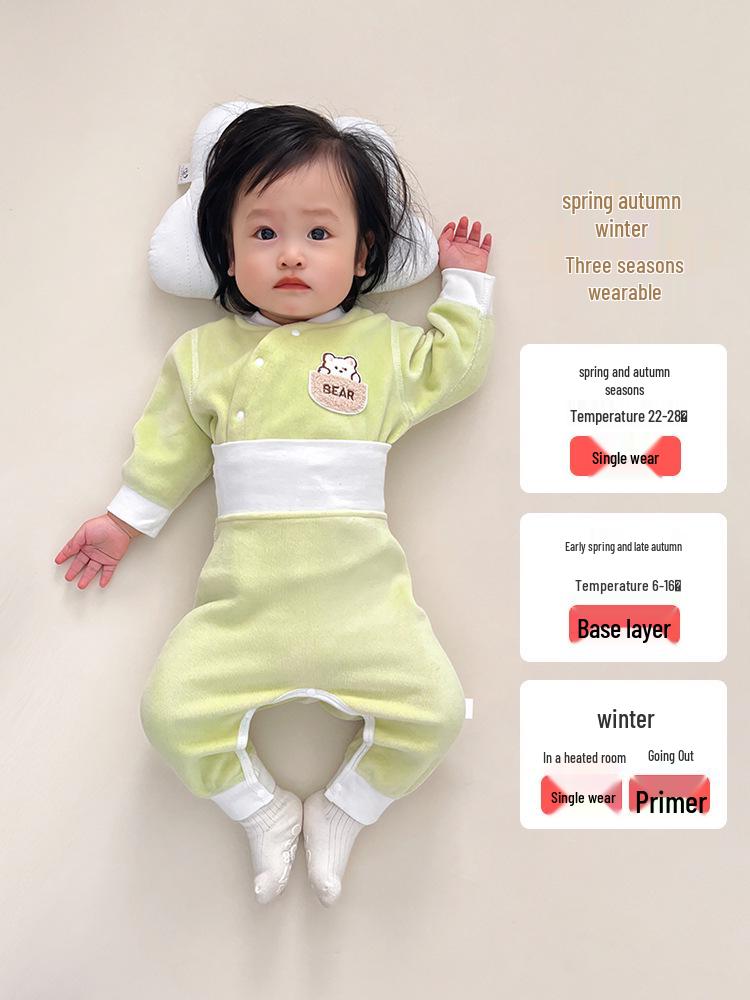 Hohe Taille Baby Fleece Set: Bauchschutz Winterkleidung - Verdicktes zweiteiliges Set für Herbst/Winter, kein Ausziehen nötig