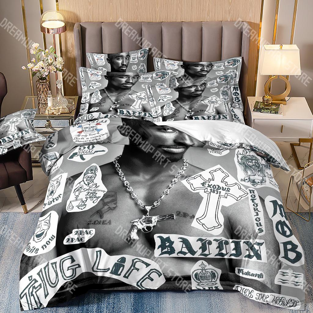 Fashion Rapper Tupac 2Pac Bedding Set Single Twin Full Queen King Size Bed Set Kids Bedroom Duvetcover Sets Bed Sheet Set