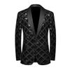 Blazer da Uomo a Rete Diamantata con Paillettes, Giacca da Abito Fantasia Scintillante per Ballo di Fine Anno, Outfit Disco, Halloween, Festa, Palco, Cosplay