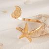 Adjustable Opening Women’s Arm Cuff Bracelet Punk Starfish Charm Geometric Iron Jewelry Gold Tone