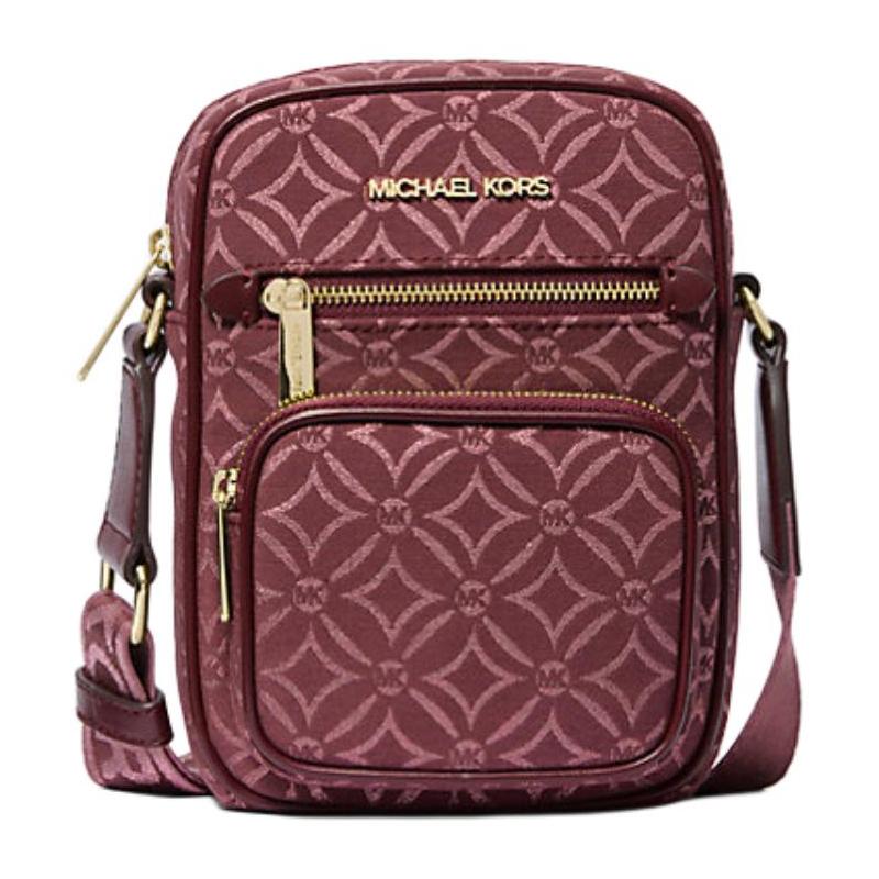 MICHAEL KORS Jet Set Metal Logo Zip Closure Polyester Crossbody Bag Medium Women s Fuchsia золотой