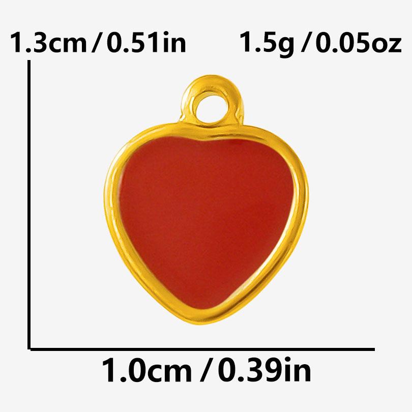 2 Stück Roter Emaille/Strass Liebe Anhänger Edelstahl Herz Charm Für Schmuckherstellung Zubehör Großhandel Steampunk Öl Tropfen Charms