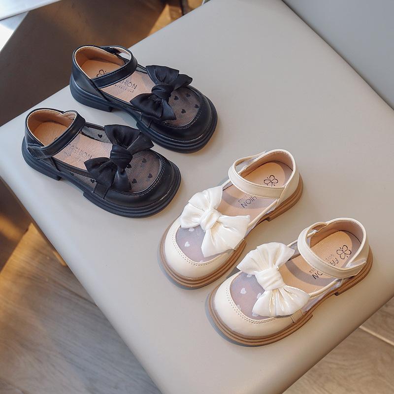 Girls' small leather shoes 2025 spring and autumn new Mary Jane breathable mesh children's princess shoes foreign black performance shoes