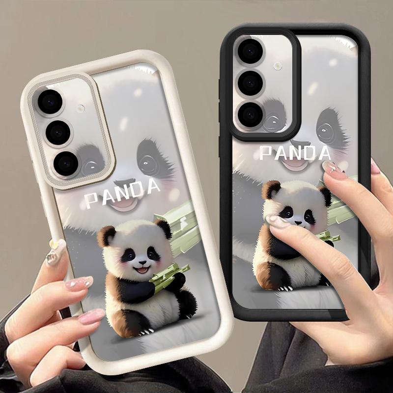 Lovely Baby Panda Pattern Case For Samsung Galaxy A57 A37 A17 A56 A36 A26 A16 5G A55 A35 A15 A54 S21 FE S22 S23 S24 Plus S25 Edge S26 Ultra Cover