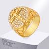 Vnox Cross Ring Stainless Steel Cubic Zircon Crucifix for Men, Size 7-12 18K Gold Plated Rings, Religious Christian Jesus Ring