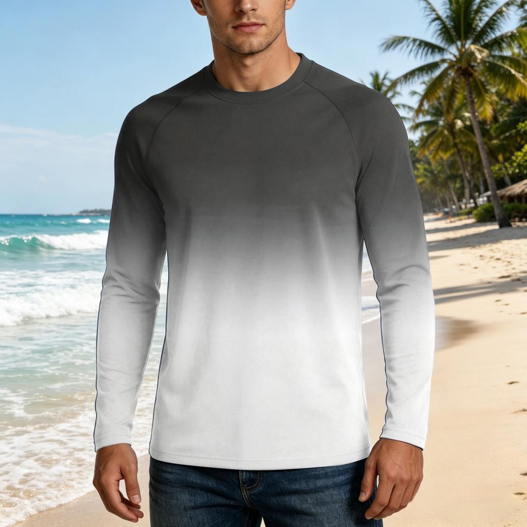 Men's Long Sleeve Outdoor Shirt UPF50 Plus Sun Protection Breathable Loose Fit Summer Casual Lightweight Quick Drying T-Shirt