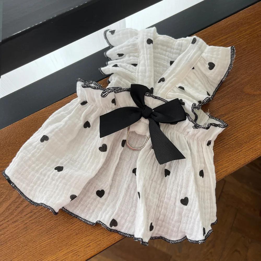 Dogs Princess Dresses Cute Pet Dog Thin Cotton Dress Kitten Puppy Skirt Summer Dog Dress Bow Lace Korean Chihuahua Cat Clothes
