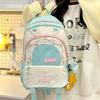 Schoolbag Korean version contrasting color cute backpack female student large capacity casual backpack light travel double backpack plush element