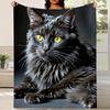 Maine Coon Cat Blanket Realistic Feline Portrait Soft Fleece Throw Pet Lover Gift Home Decor Animal Print Cozy Bedding For Cat