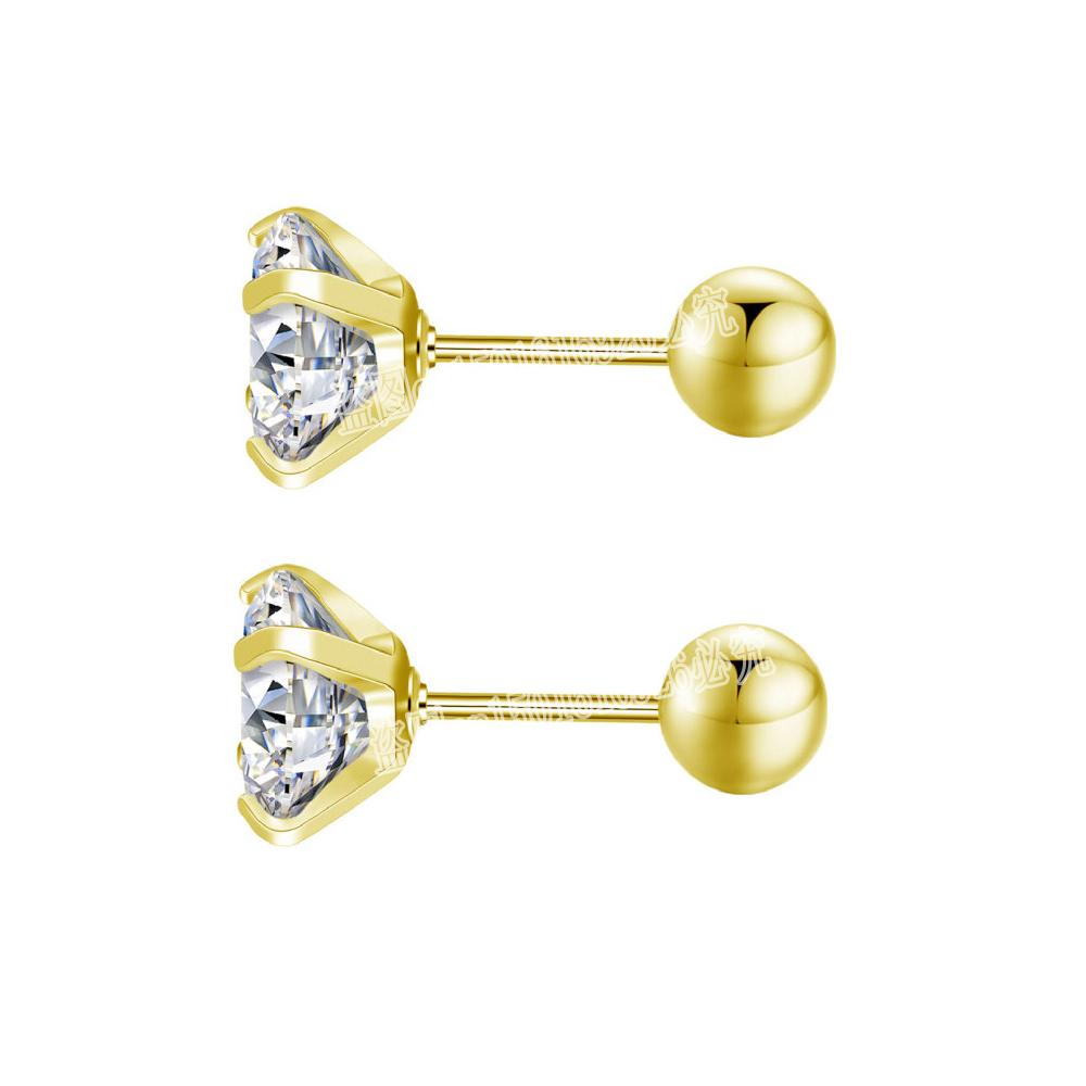 

New Medical Stainless Titanium Steel Zircon Crystal 4 Prong Tragus Cartilage Stud Earrings For Men Women Piercing Ear Zircon Size 8 MM