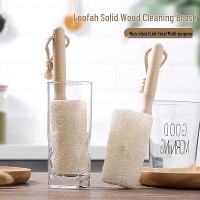 Newcomer Discount: Hanging Wooden Handle Loofah Tea Cup Cleaning Brush with Free Shipping