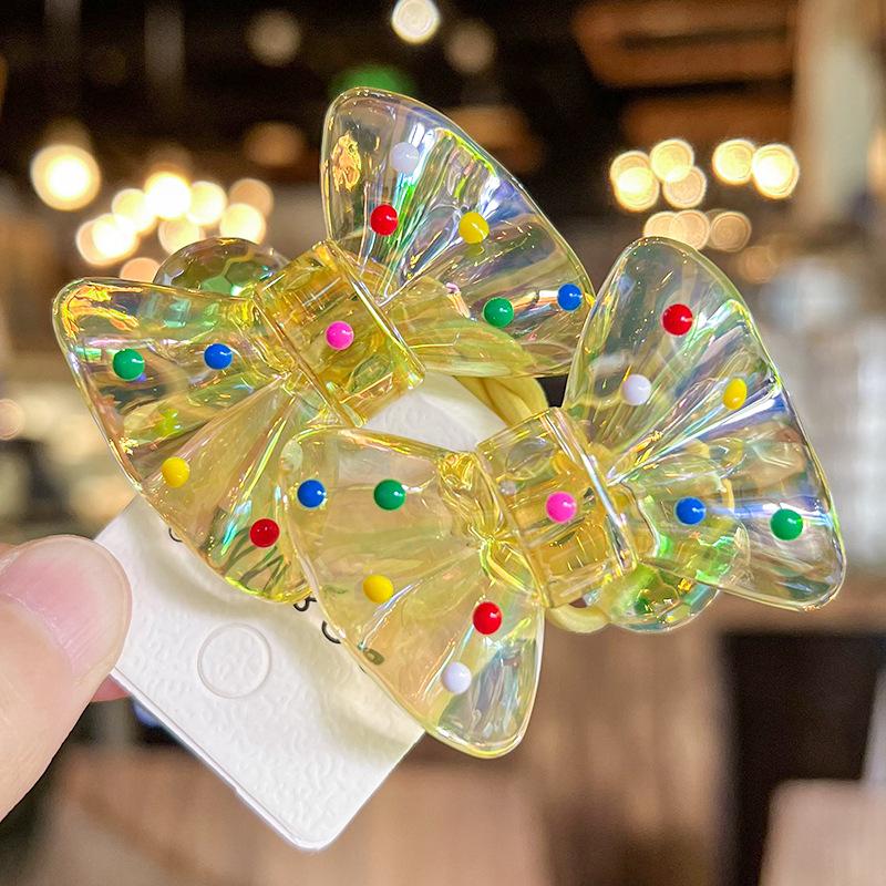 1 Pair Kid Hair Band Cute Sweet Floral Heart Bear Crystal Hair Rope for Baby Girl Little Girl Hair Accessories