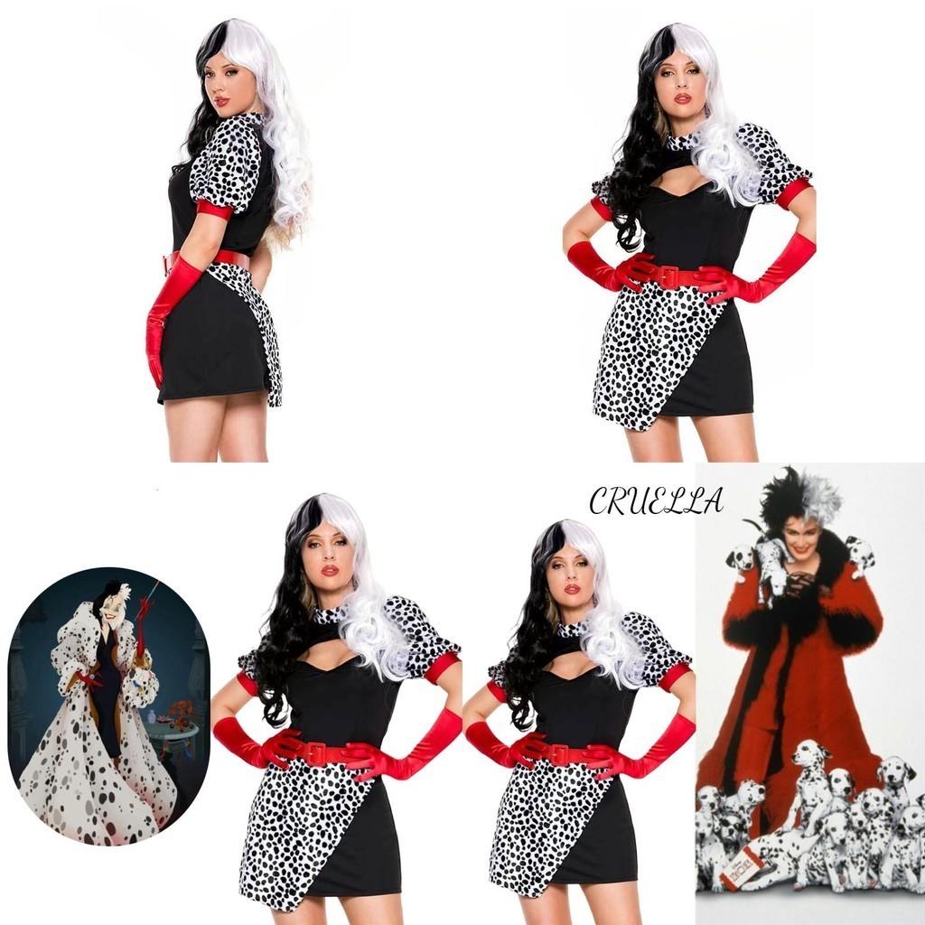 101 Dalmatiner Cosplay-Kostüm für Damen – Sexy Schurkenkleid für Halloween