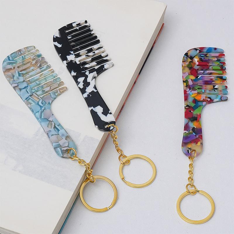 Portable Mini Comb Cute Keychain For Women Backpack Pendant Bag Decor Colorful Key Chains Car Keychains Travel Hair Accessories