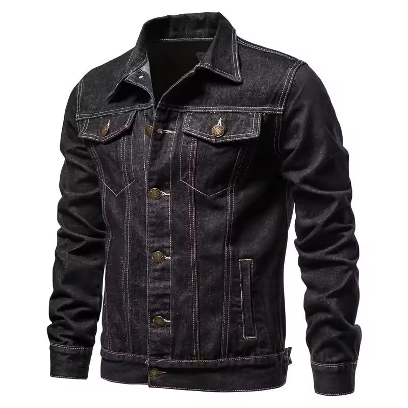 Autumn Men Solid Denim Jackets Fashion Motorcycle Vintage Jeans Jackets Hommes Slim Fit Cotton Casual Black Blue Coats