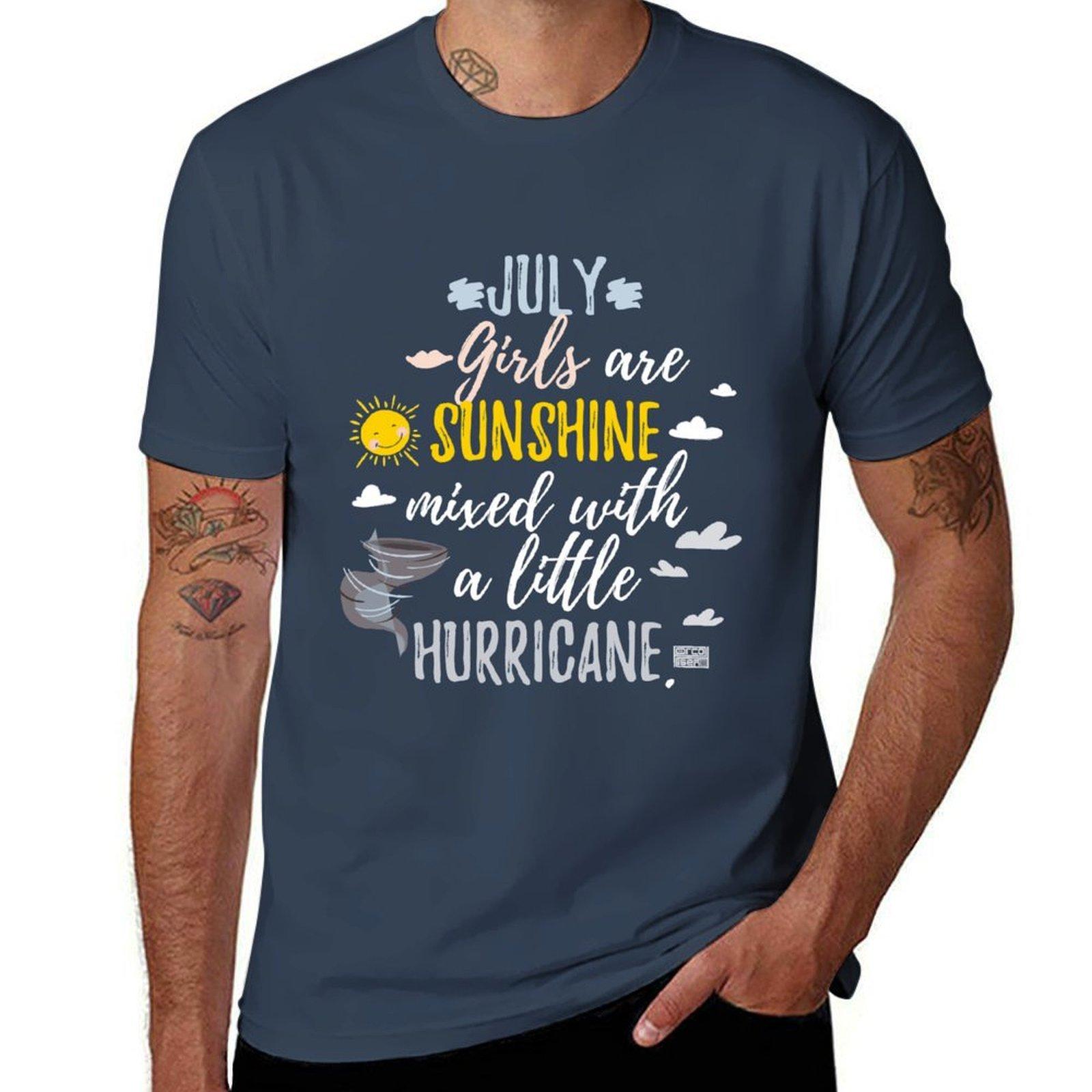 July Girls Sunshine And Hurricane Birth Month Tshirt Christmas Casual Tee Shirt S