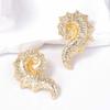 Ocean Cold Wind Light Luxury High-end Design Sense Exaggerated Alloy Inlaid Zircon Unique Conch Female Stud Earrings