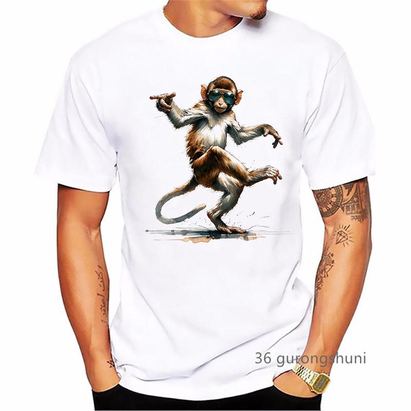 Cool Watercolor Monkey Animal Printed T Shirt MenS Clothing Summer Fashion Short Sleeve TShirt Homme Harajuku Shirt
