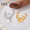 Formal Banquet Table Ornaments Christmas Deer Napkin Ring, Metal Elk Head Holder, Reusable Antler Rings Holiday Ring for Dining Decor Winter