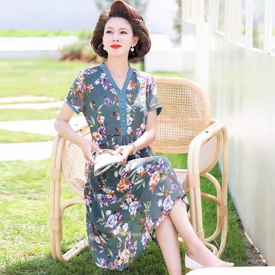 Jianhu Mom's Summer Chiffon Midi Dress