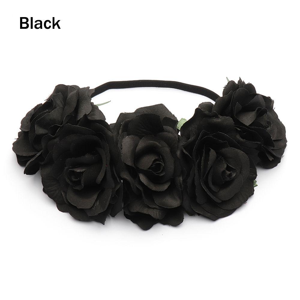 Bohemia Women Hair Accessories Wedding Hairband Bridal Headwear Rose Flower Garland Elastic Wreath Headband Fashion Headpiece