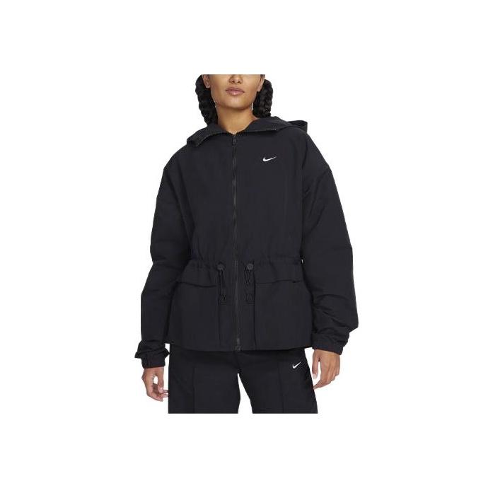 Nike Sportswear Woven Logo Hooded Casual Jacket Women Outerwear Black FN3669-010