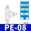 Pneumatic Nylon Air Hose Quick Connect Fittings: PU Straight, PY 5-Way, Cross 4-Way, PZA 3-Way, PE Connector with White/Blue Cap