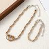 Wind Gold And Silver Two-Color Woven Necklace Bracelet High-End Sense Men And Women Niche Trendy Cool Trendy Collarbone Chain