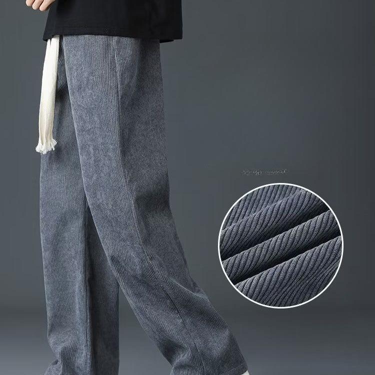 Men's Corduroy Thicken Casual Trousers Loose-fit Straight-leg Fleece-lined  Autumn Winter Warm Sport Pants