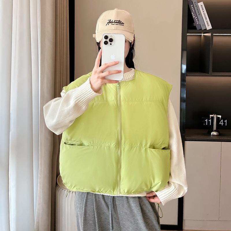 

Пуховый хлопковый жилет женский осенне-зимний новый жилет с маленьким круглым вырезом хлопковый жилет XXL