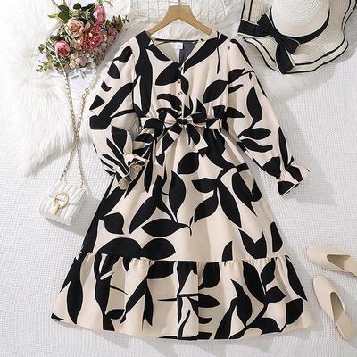 European and American Girls' Printed Long-Sleeve Dress - 2025 Spring/Autumn Collection