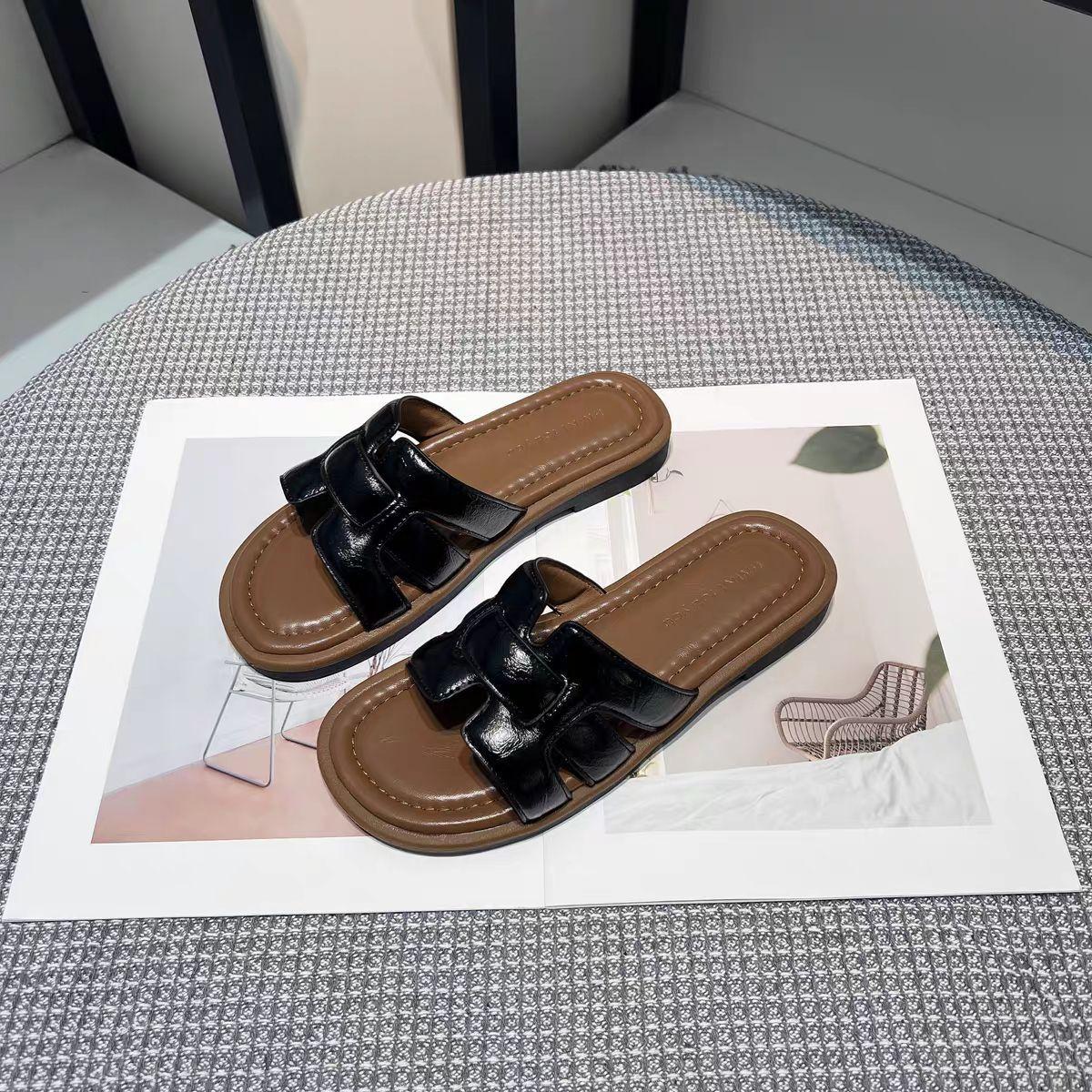 8099-6 Модная верхняя одежда тканые шлепанцы с открытым носком крутые 2025 новый летний мягкая подошва повседневные легкие балетки 35 чёрный 2569₽