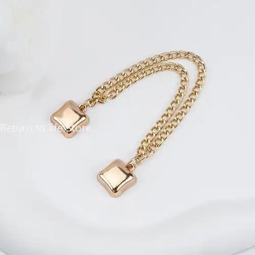 Multi-Function Magnetic Clothing Clip with Chain Metal Buttons Clip Clothes Scarf Trouser Legs Cuff Fixing Magnet Pin