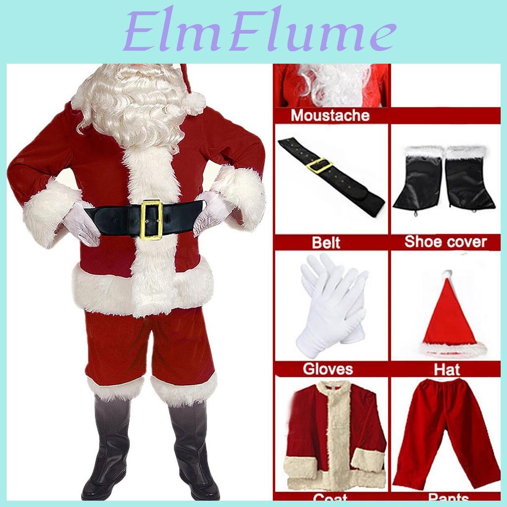 Set Claus Mens Santa 7piece Adult Velvet Santa Claus Set And Christmas Set Costume