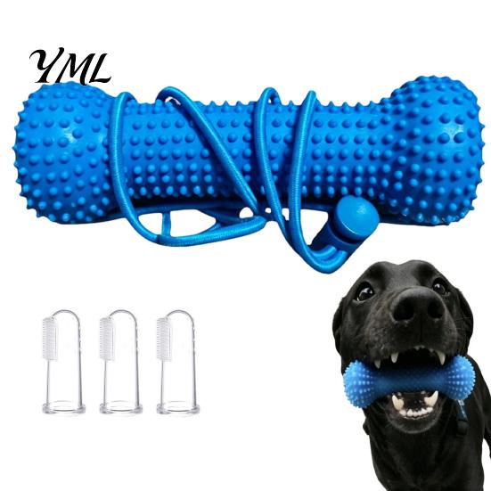 Bite-resistant Dog Toy Chew Toys for Aggressive Chewers, 2-in-1 Teeth Cleaning Dental Care with Boredom Relief Rope, Bone Shaped TPR Interactive Tough