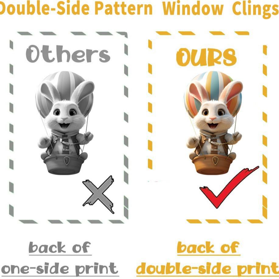 Easter Static Window Stickers Cute Rabbit Egg Wall Decor for Bedroom Glass Cling Holiday Decoration