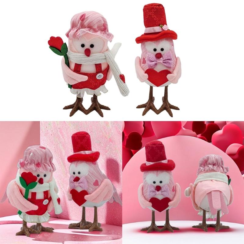 Valentines Day Decorations Bird  Ornament Figures Tiered Tray for Party Table Home Mantel Decorations