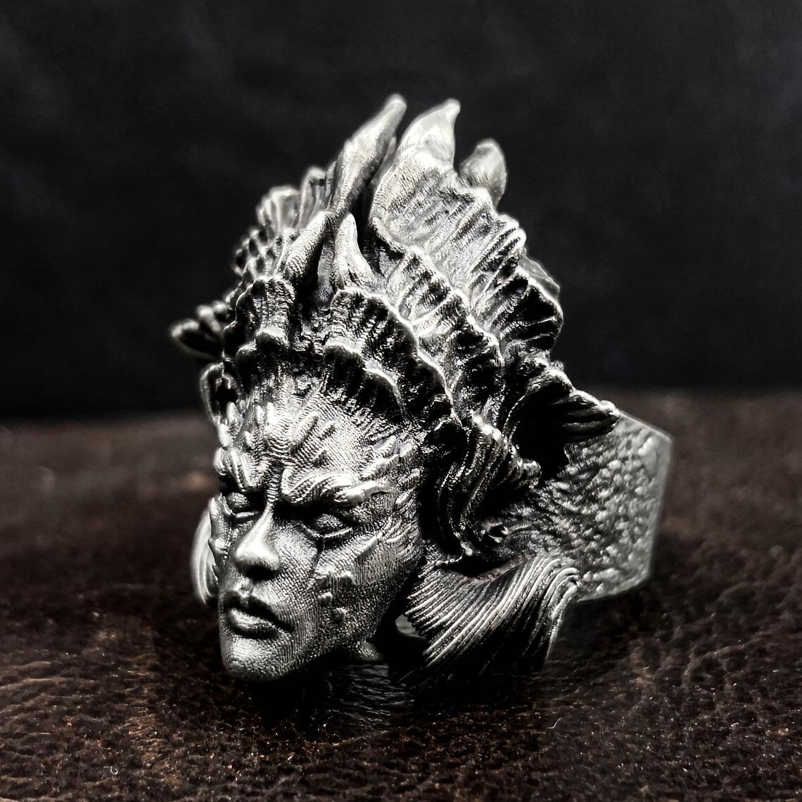 Ретро кольцо с черепом дьявола, мужское кольцо из сплава в панк-стиле, модное и стильное 6