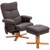Recliner with Stool, 360 Degree Swivel TV Chair with Massage, Reclining Function, Massage Chair with Side Pocket, Polyester for Living Room Brown