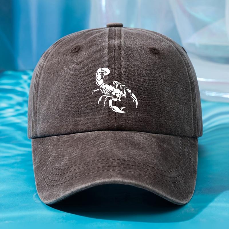 

Ретро выстиранная бейсболка, принт скорпиона, регулируемая хип-хоп кепка дальнобойщика, шляпа для вечеринки на открытом воздухе, для кемпинга