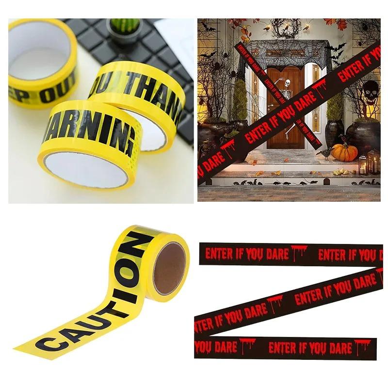 Halloween Isolation Caution Tape with Skull Design Perfect for Scene Decoration Party Props Thematic Supplies Spooky Events
