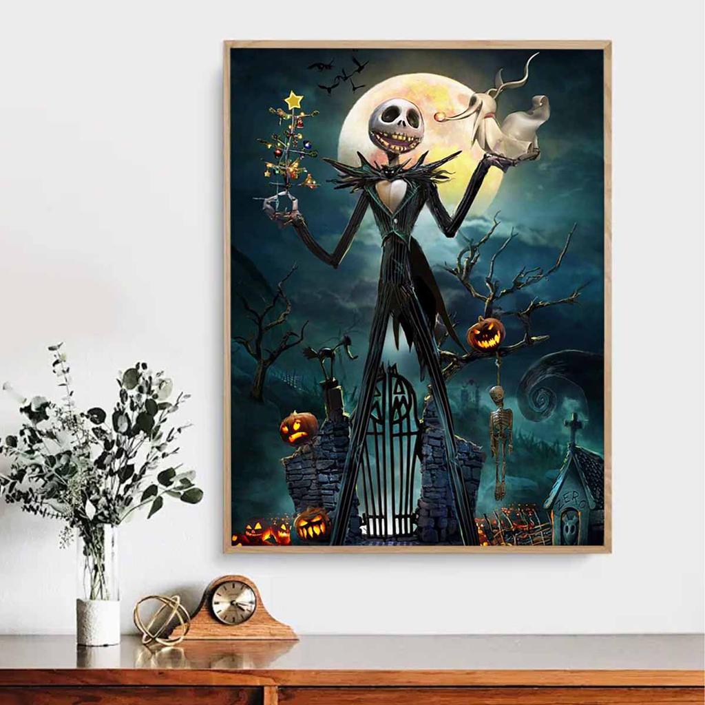 5D DIY Diamond Art Painting Kits for Adults, Halloween Skull Full Round Crystal Diamond Kits for Beginner for Home Wall Decorate