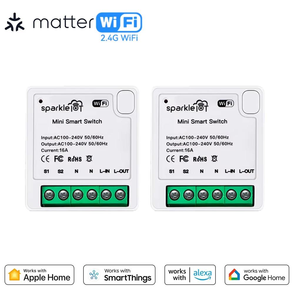 Matter WiFi Smart Switch Module Mini 16A Smart Home Relay Automation Breaker Work With Homekit Siri Smartthing Alexa Google Home