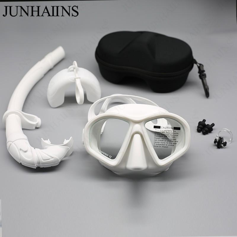 JUNHAIINS Low-Volume Freediving Mask With Tempered Glass Lens Adjustable Strap Snorkeling Diving