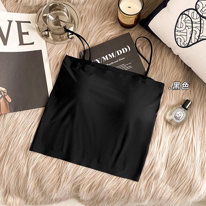 Ice silk seamless small suspender women's vest summer thin style with chest pad, beautiful back backing, anti-light tube top women