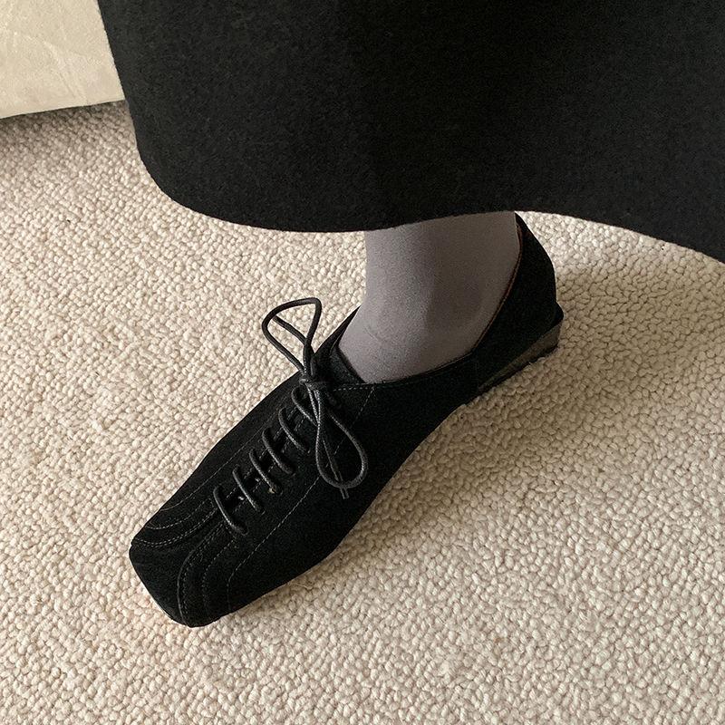 Fashion 2025 NEW Spring Women Pumps Kid Suede Women Shoes Square Toe Chunk Heel Handmade Genuine Leather Ladies Shoes Mules
