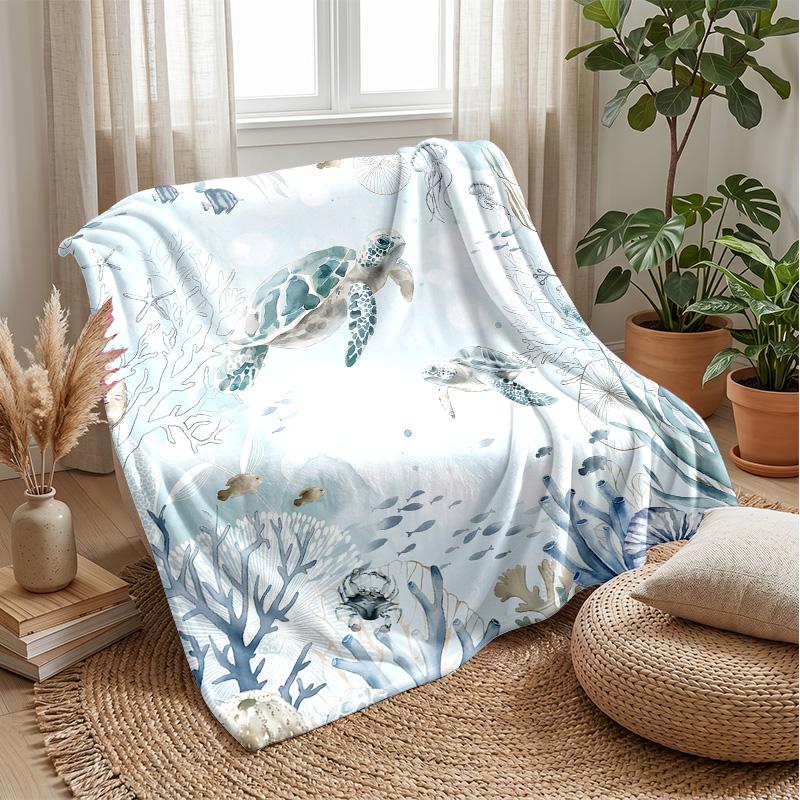 Ocean Life Adventure 31 Theme blanket Lightweight Warm Flannel Blanket Decorative Throw Blanket for Home Decoration