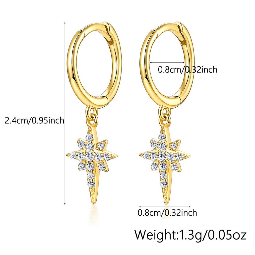 S925 Sterling Silver Star Diamond Stud Earrings for Women - Trendy, Fashionable, Cold Style, Versatile Design
