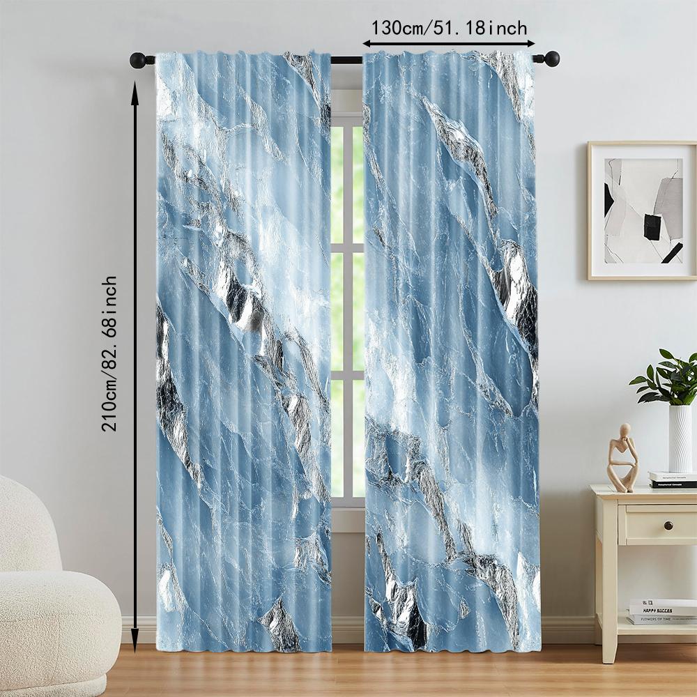 Versatile Polyester Transparent Curtains Home Decoration Blue Satellite Seas Use Bedrooms Living Rooms Curtain Set Of 2 Made Washable Great Room Ready