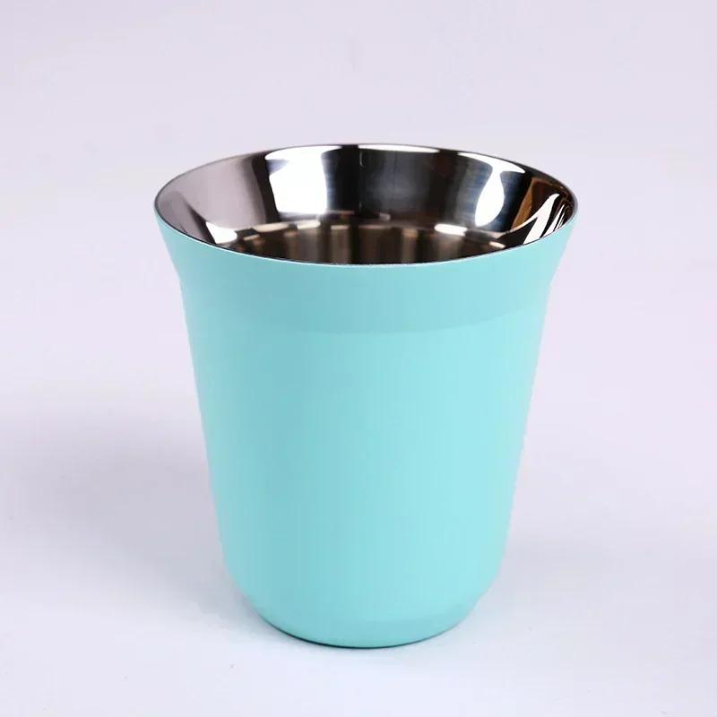 80/160ML Espresso Mugs Stainless Steel Coffee Milk Water Drink Breakfast Cups 304 Insulated Double Wall Dishwasher Safe Texture